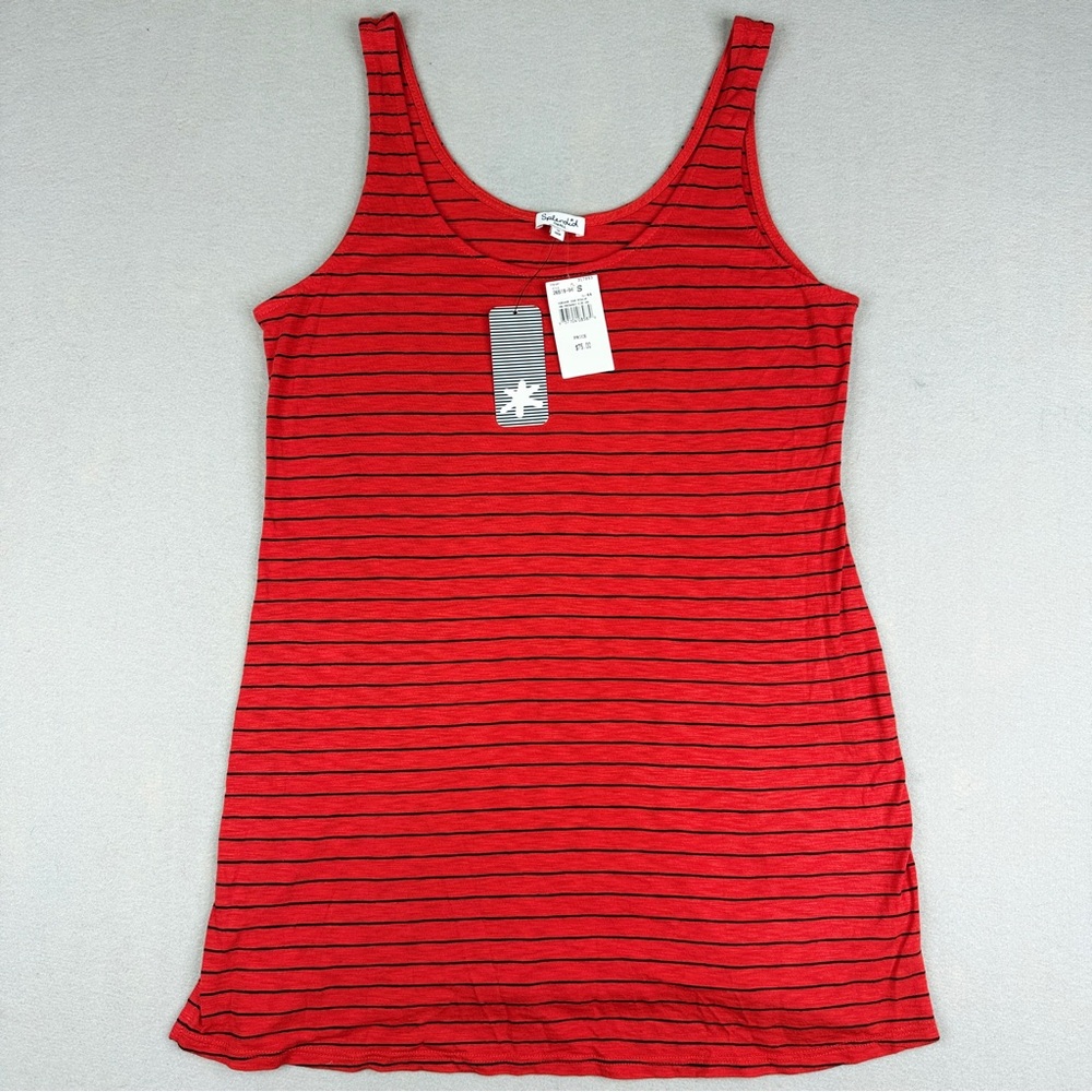 Splendid Red mini dress with Black Stripes